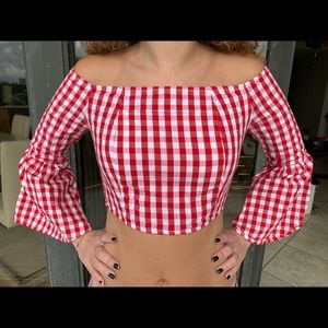 LF red & white Gingham top size small
